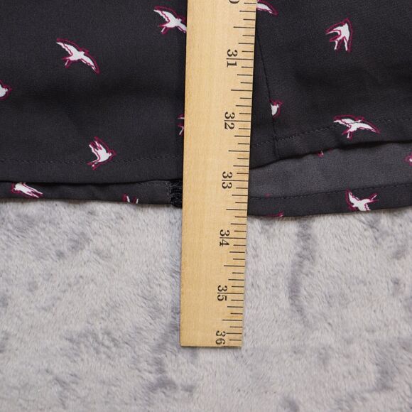 Banana Republic Fit Flare Dress Womens Petite 0P Black Swallow Bird Casual - Picture 11 of 12